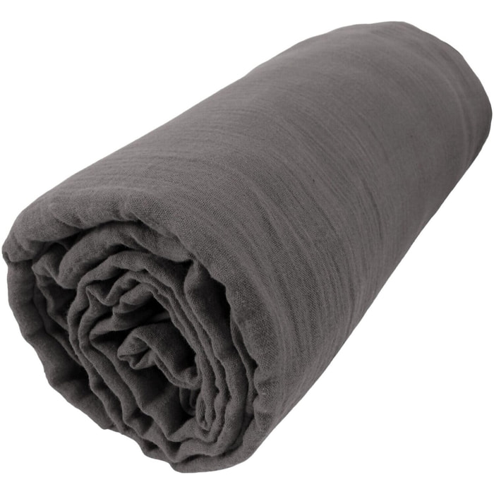 Drap housse - bonnet:30cm - 100% gaze de coton granit