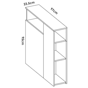 Testiera letto Haitang, Spalliera, Testata per camera da letto, Poggiatesta, 23x99 h96 cm, Bianco e Rovere