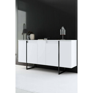 Credenza Dgarzitt, Buffet da soggiorno, Madia da salotto, Dispensa da cucina, 160x35h80 cm, Bianco e Nero