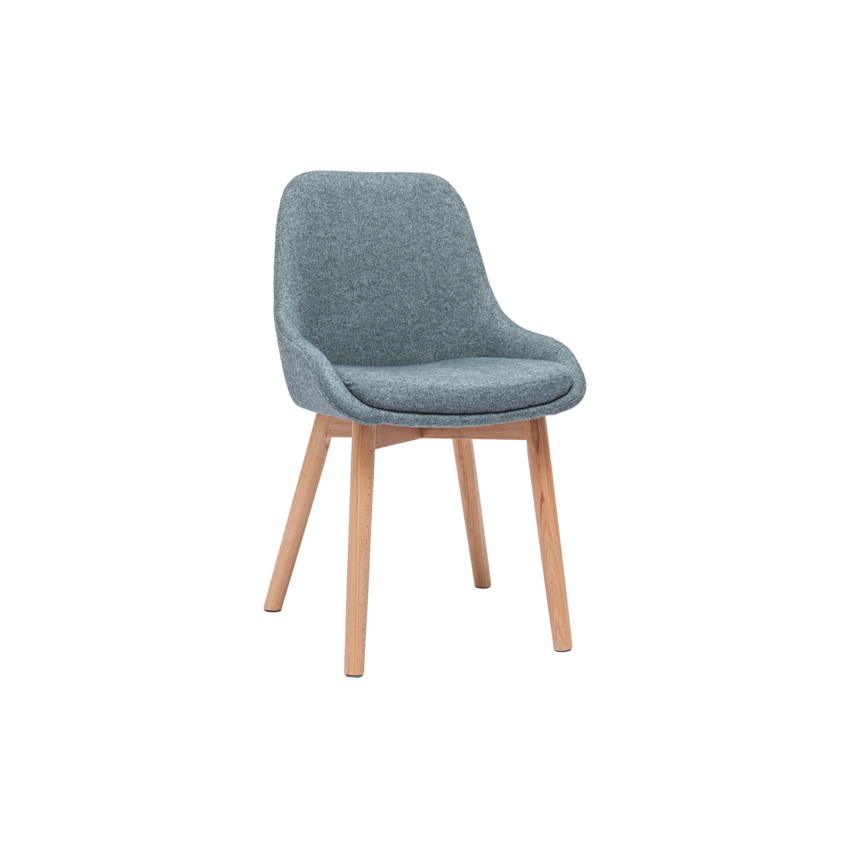 Chaises scandinaves en tissu vert de gris et bois clair massif (lot de 2) HOLO