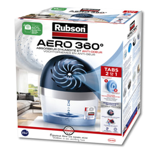 Rubson AERO 360° Absorbeur d'humidité 20 m² Incluant 1 Recharge + Lot de 4 Recharges Parfum Lavande