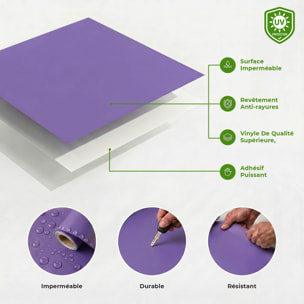Rouleau adhésif décoratif Vinyle au Mètre - Lavande - Sticker Lavable Imperméable Mur Cuisine Meubles