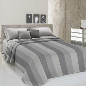 Copriletto copritutto tinto in filo fasciato grigio 100% cotone riciclato