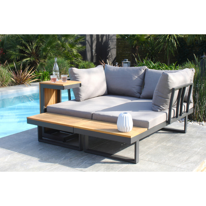 TOKYO - Salon de jardin 4 places en bois d'acacia et aluminium