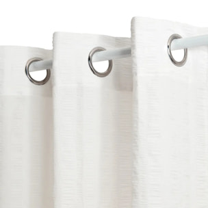 Voilage Noa motif rayures plissées140x240cm blanc