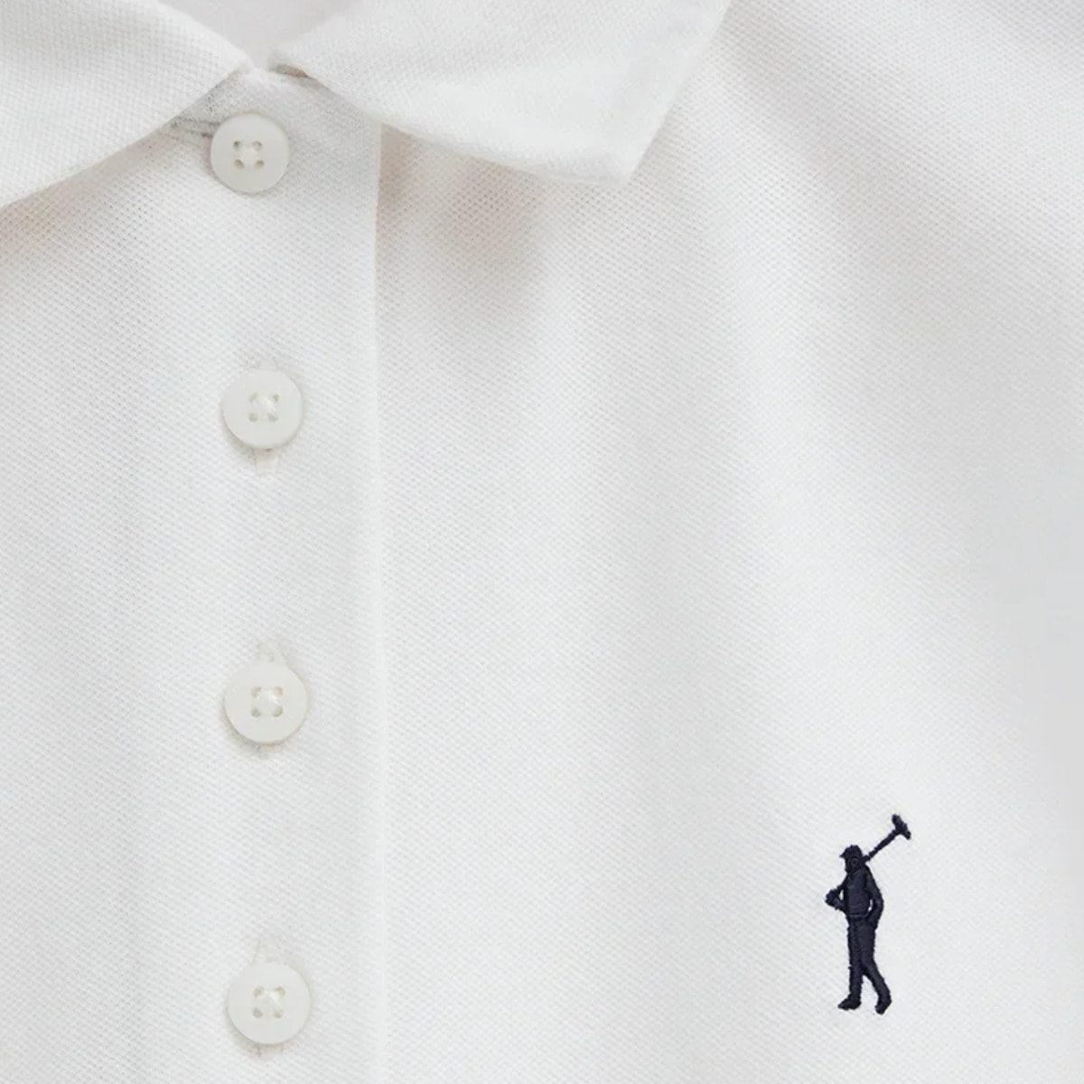 Vestito corto bianco smanicato con colletto a polo e logo Rigby Go