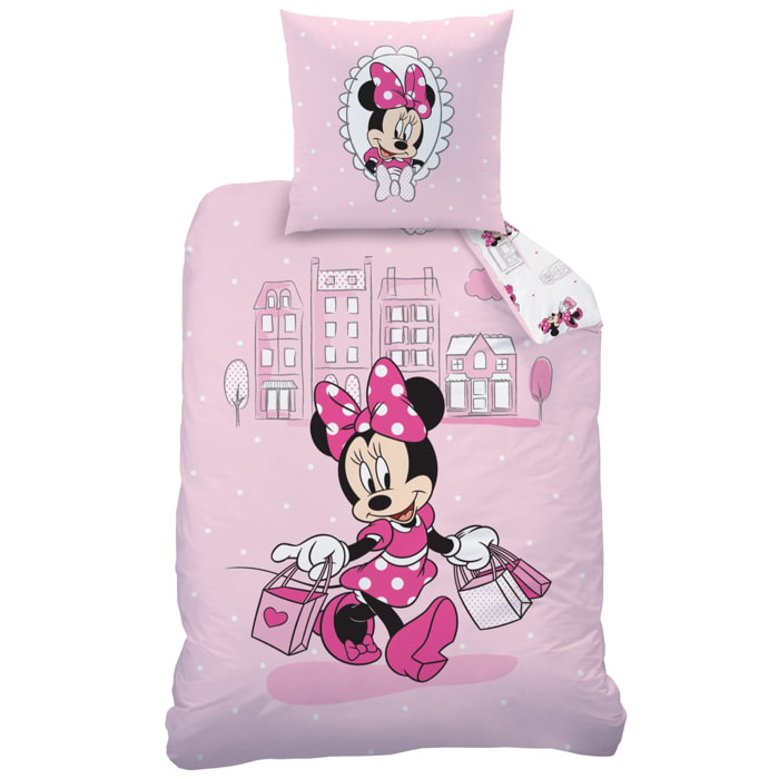 Parure de lit imprimée 100% coton, DISNEY HOME MINNIE SHOPPING