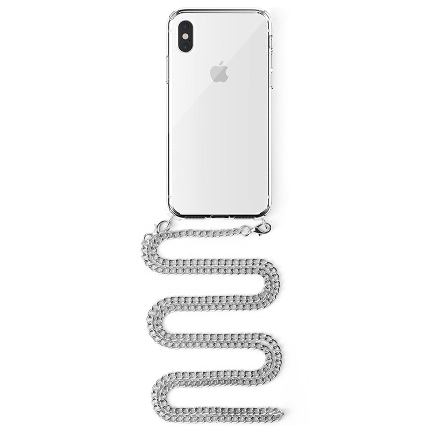 Carcasa transparente iPhone XS Max con colgante cadena metálica. Accesorio de moda, ajuste perfecto y máxima protección