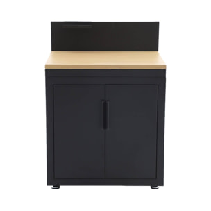 Cuisine extérieure acier et décor bois 2 portes 1 crochet L80cm MILOS