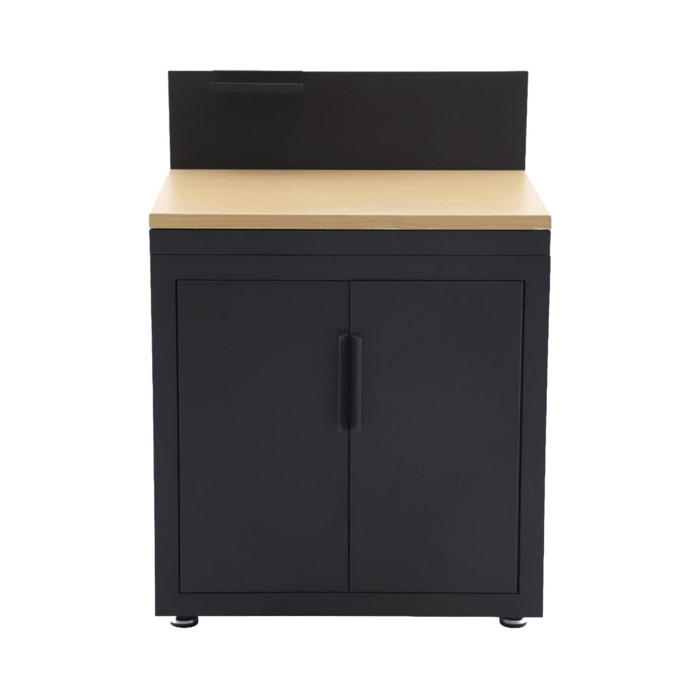 Cuisine extérieure acier et décor bois 2 portes 1 crochet L80cm MILOS