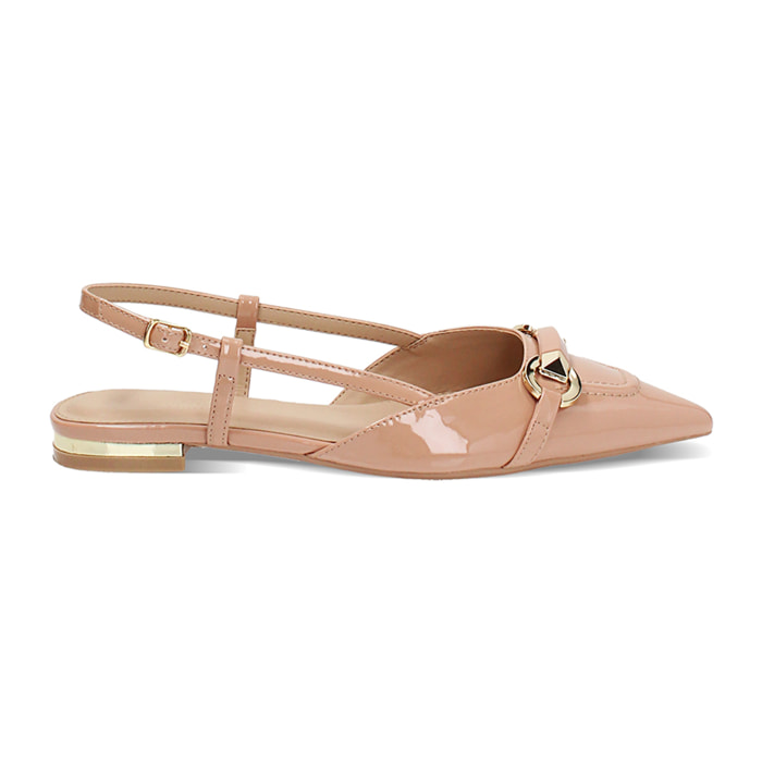 Ballerine slingback donna nude a punta