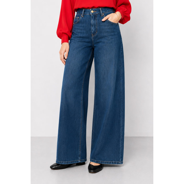Kocca - Jeans da donna a vita alta e gamba larga in cotone Donna