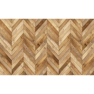 Revêtement sticker sol - CHEVRONS BOIS MIXTE - Rouleau adhésif Protection Anti-dérapant