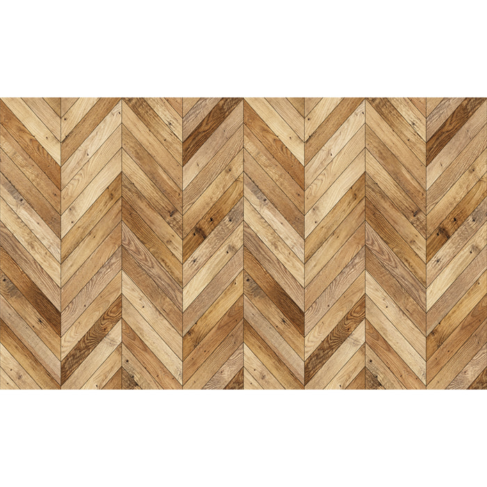 Revêtement sticker sol - CHEVRONS BOIS MIXTE - Rouleau adhésif Protection Anti-dérapant