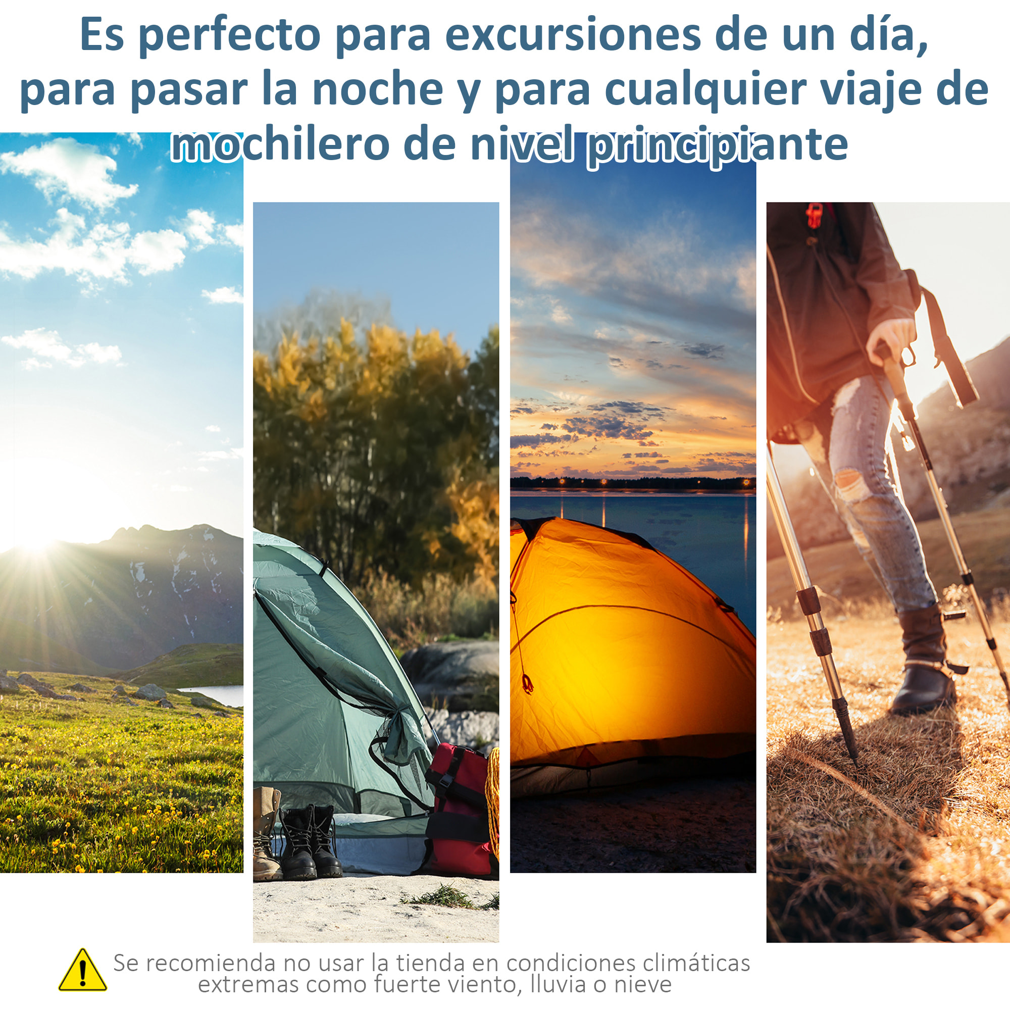 Tienda de Campaña Familiar para 4-8 Personas con 2 Dormitorios Tienda de Camping Grande con 2 Bolsillos y Ventanas con Malla Impermeable 400x275x210 cm Gris y Azul Claro