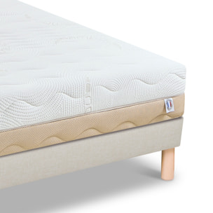 Ensemble Matelas 4 Saisons & Sommier Lino, 24 cm, Mémoire de Forme Biogreen Déhoussable, Technologie Tri-Lattes, Soutien Ferme