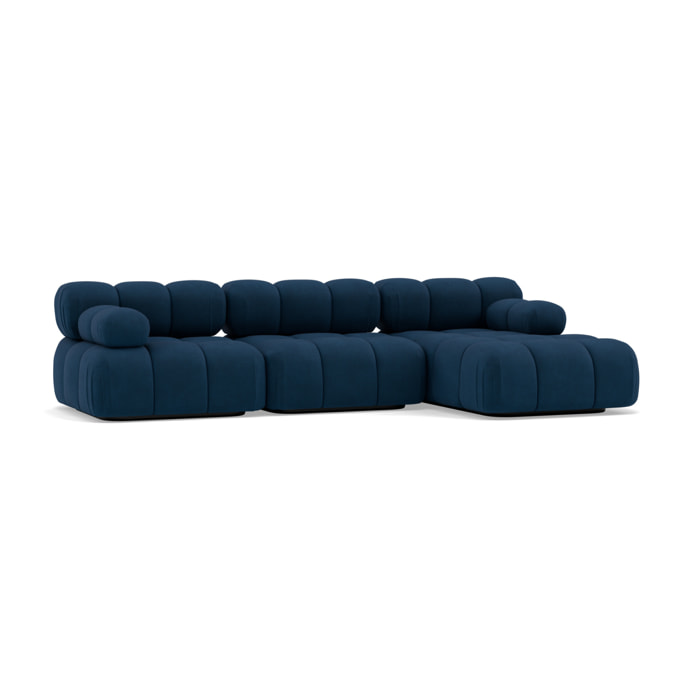 Ruby - canapé modulable d'angle droit 4 places en velours texturé - Bleu