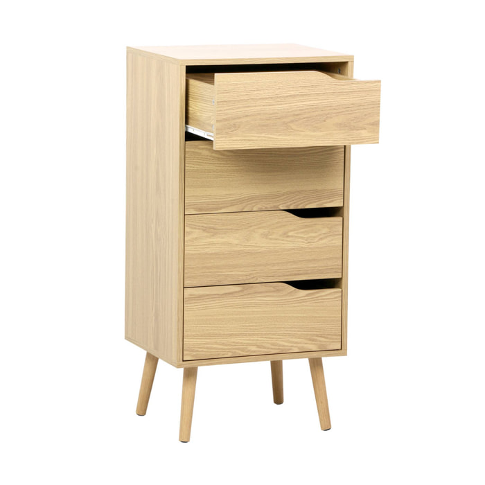 Commode chiffonnier décor bois naturel 4 tiroirs - 48 x 39.6 x 96 cm - Nepal