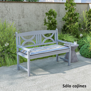 Juego de 2 Cojines para Banco de Jardín de 2 Plazas 120x50x5 cm Cojines Rectangulares para Interior y Exterior Impermeable con Relleno Grueso y Cintas de Sujeción Rayas Multicolor