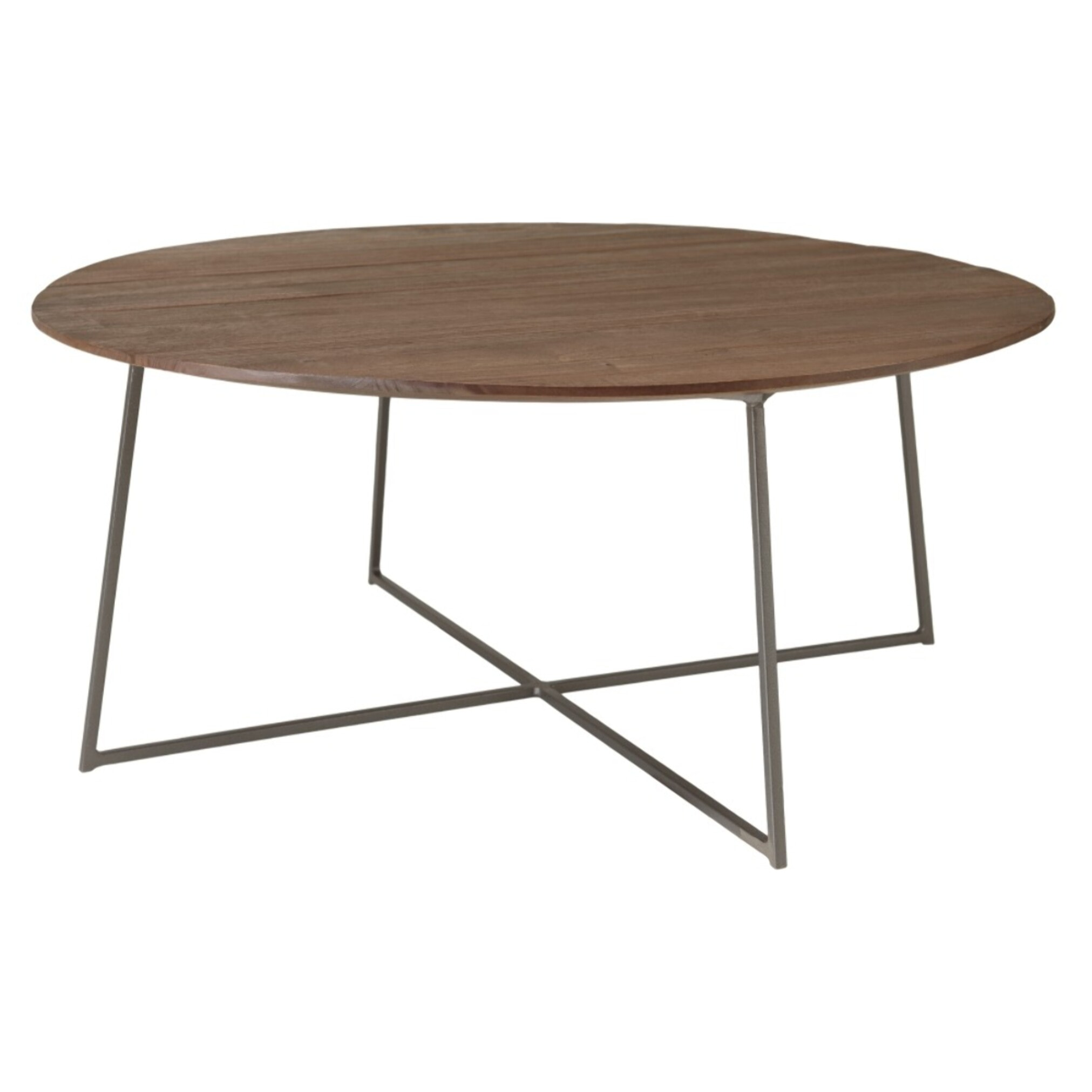 ROMY - Table basse ronde 80x80cm en bois de mindi pieds en métal noir