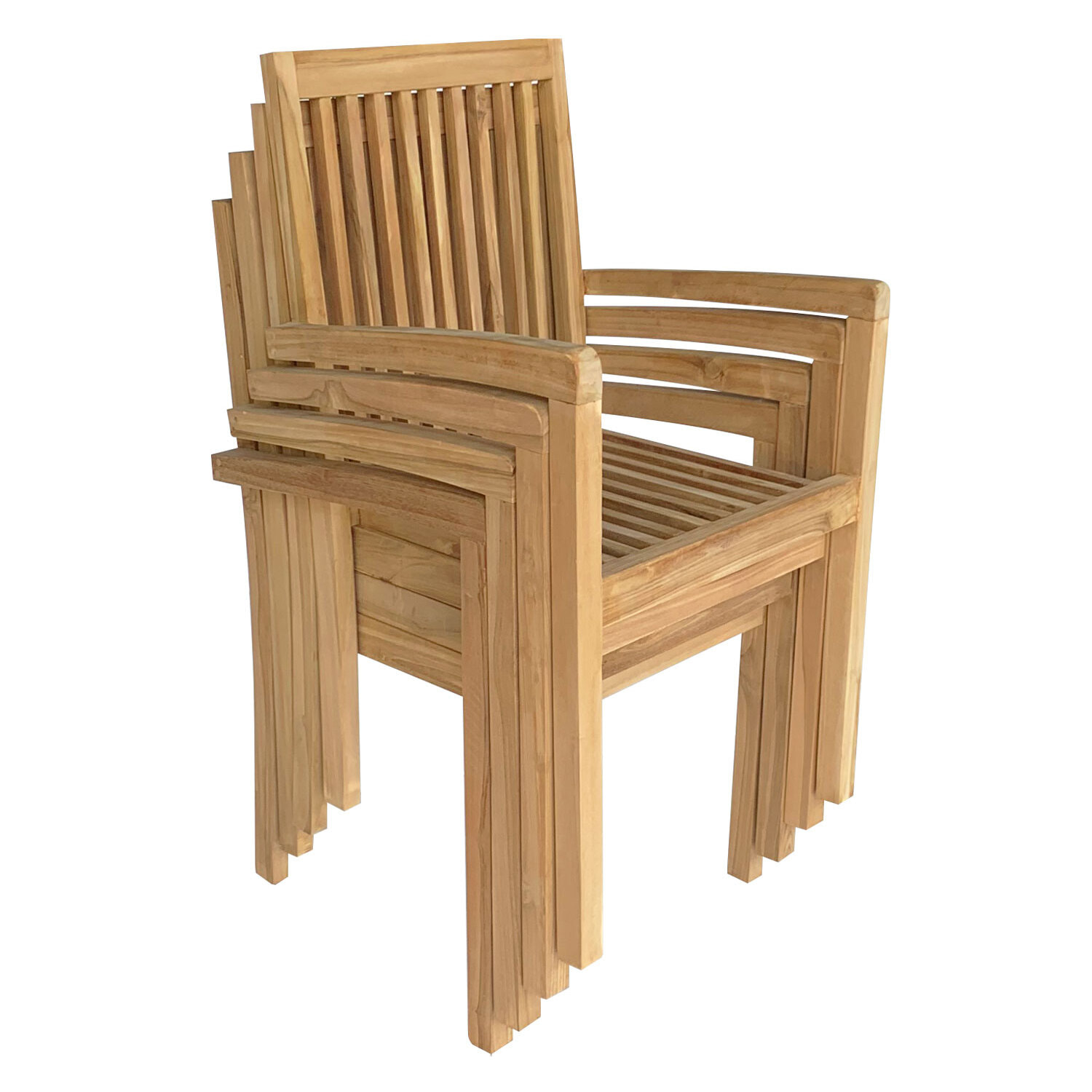 Lot de 4 chaises de jardin JAVA empilables en teck