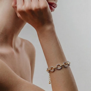 Pulsera Liona acabado plata y oro amarillo 18k
