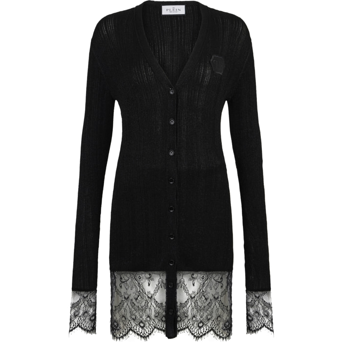 PHILIPP PLEIN Fitted Buttoned-Up Dress Lace