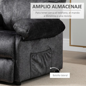 HOMCOM Sillón Relax Reclinable Manual Tapizado en Terciopelo Acolchado con Reposapiés Retráctil y Bolsillos Laterales para Salón Oficina Dormitorio 96x91x108 cm Negro