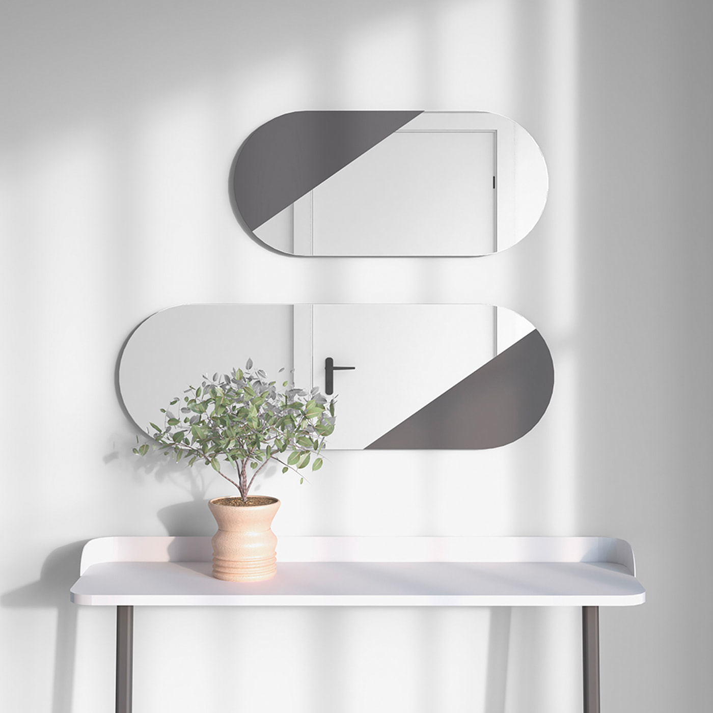 Set de espejos ovalados Aire haya grafito 90/65x30x2 cm