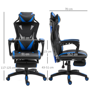 Silla Gaming para Oficina Respaldo Regulable Negro y Azul