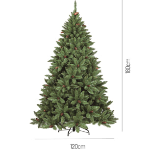 Albero di Natale 180 cm Lapland, Pino artificiale, Albero effetto reale, Alberello natalizio extra folto, 121x121 h180 cm, Verde