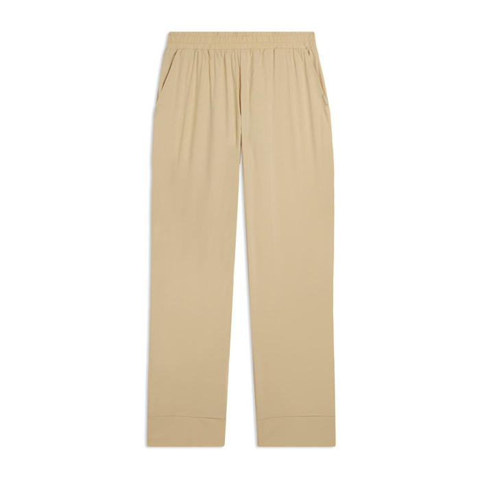 Pantaloni Cropped Fit a Carota in Popeline elasticizzato