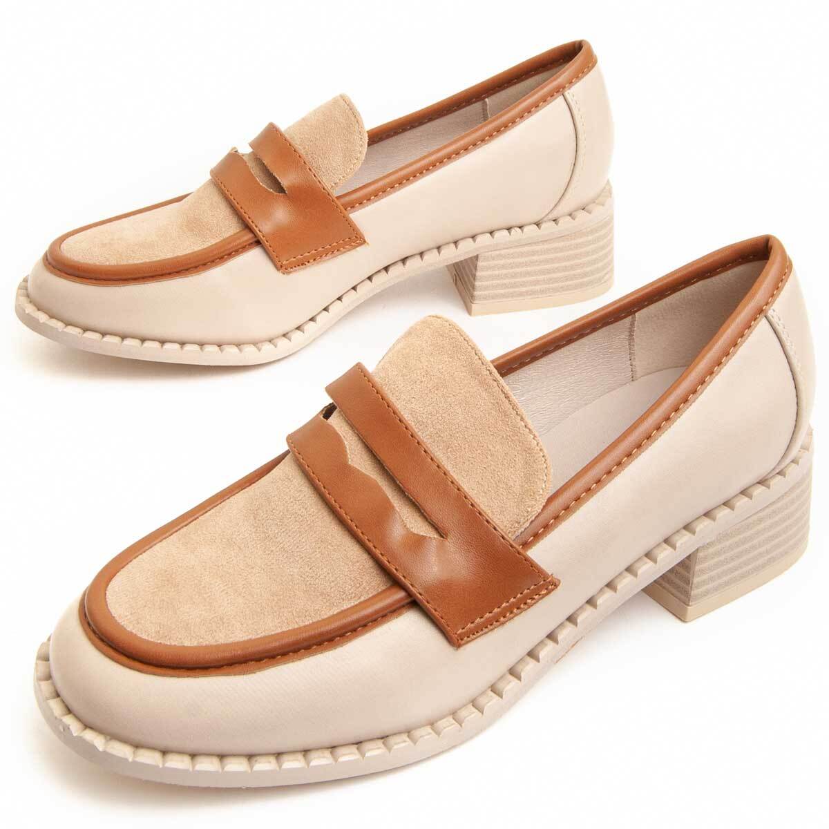 Mocasín de tacón - Beige - Altura: 3 cm