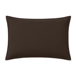Paire de taies d'oreiller avec volant 100% percale de coton - chocolat