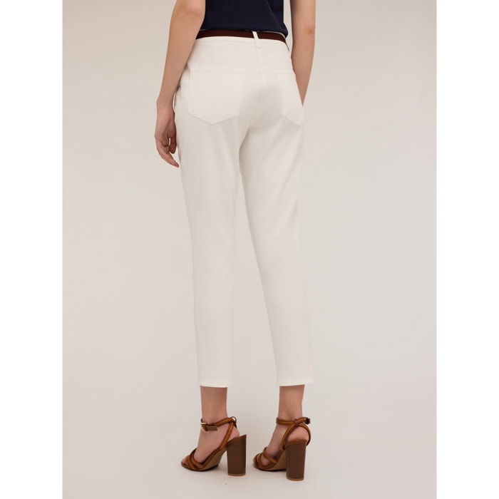 Motivi - Pantalón regular con botones metálicos - Blanco