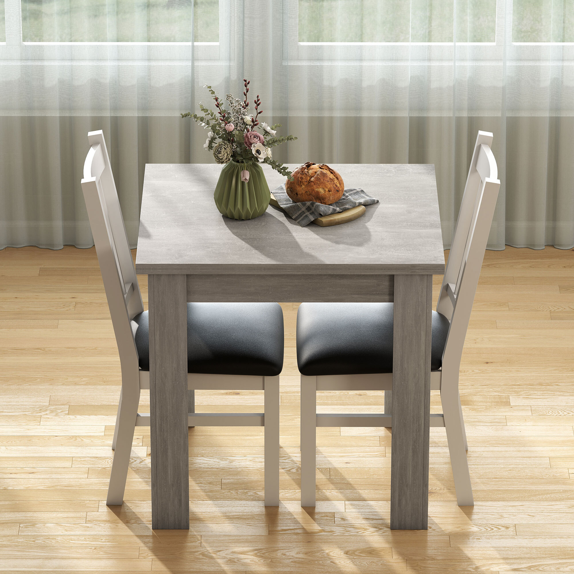 Table extensible 4-6 personnes 70-140L x 80P x 79H cm effet bois gris