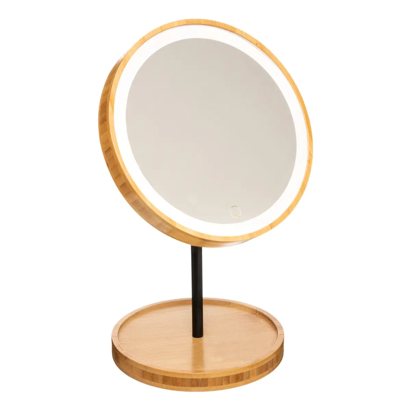 Miroir avec pied à led 18cm bambou