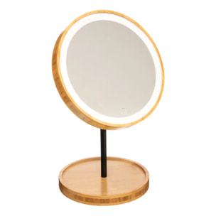 Miroir avec pied à led 18cm bambou