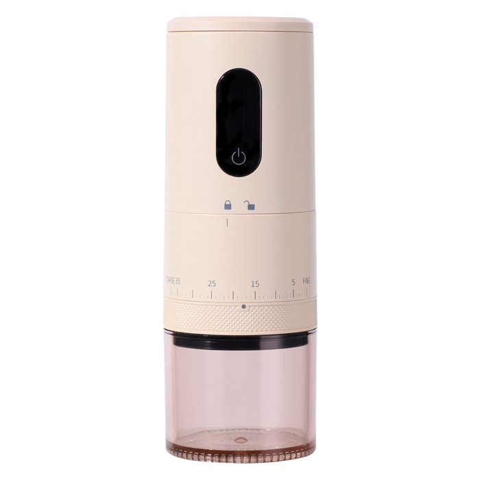 Molino de café eléctrico portátil 952, 30W, batería recargable de 2000mAh, capacidad 110ml, ajuste de grosor y luces de aviso de batería.