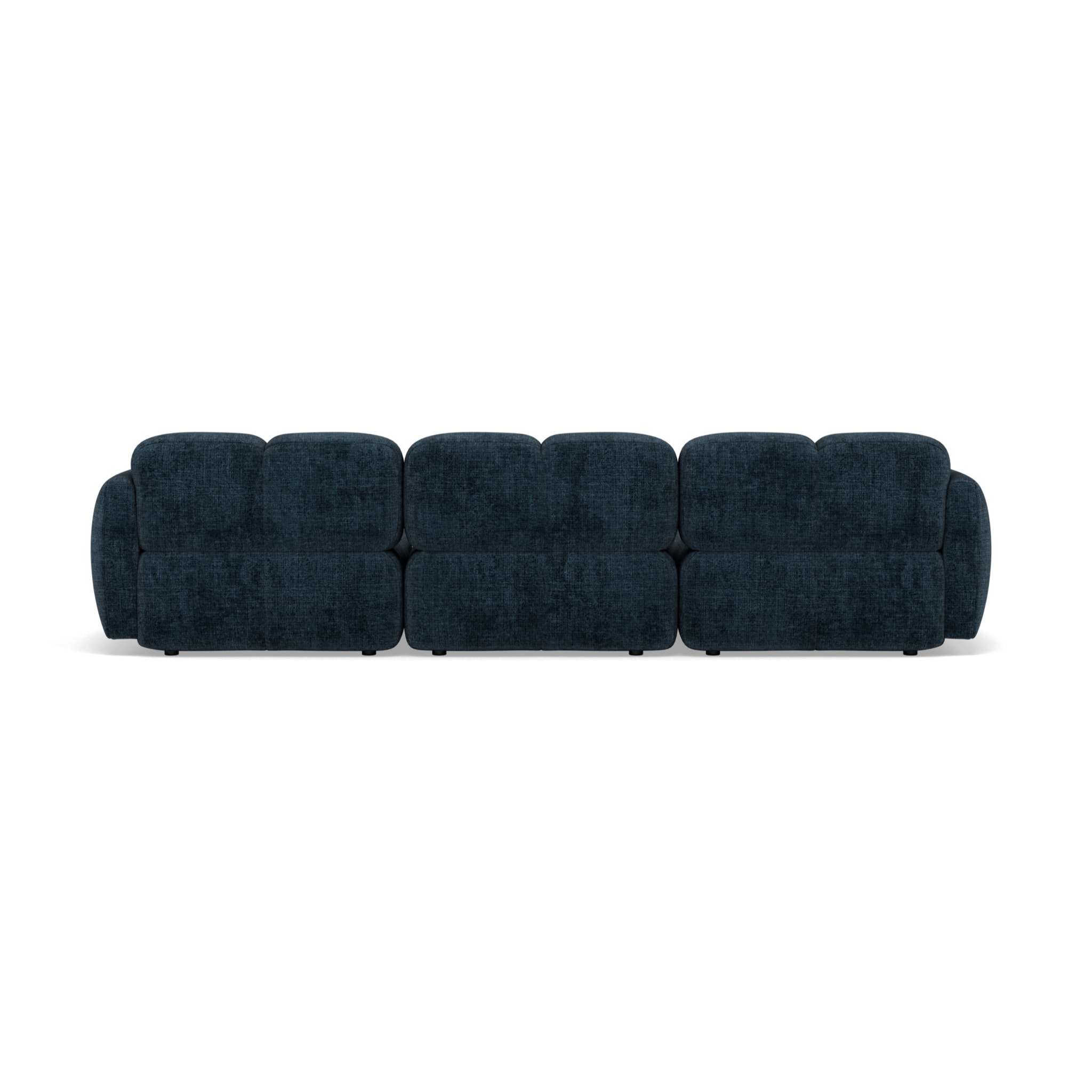 Grace - canapé modulable d'angle réversible 4 places en velours texturé - Bleu