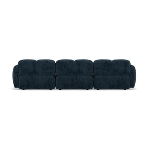 Grace - canapé modulable d'angle réversible 4 places en velours texturé - Bleu