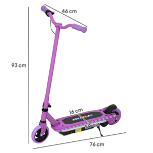 Trottinette électrique enfant LED multicolore max. 10Km/h autonomie 8Km béquille acier mauve