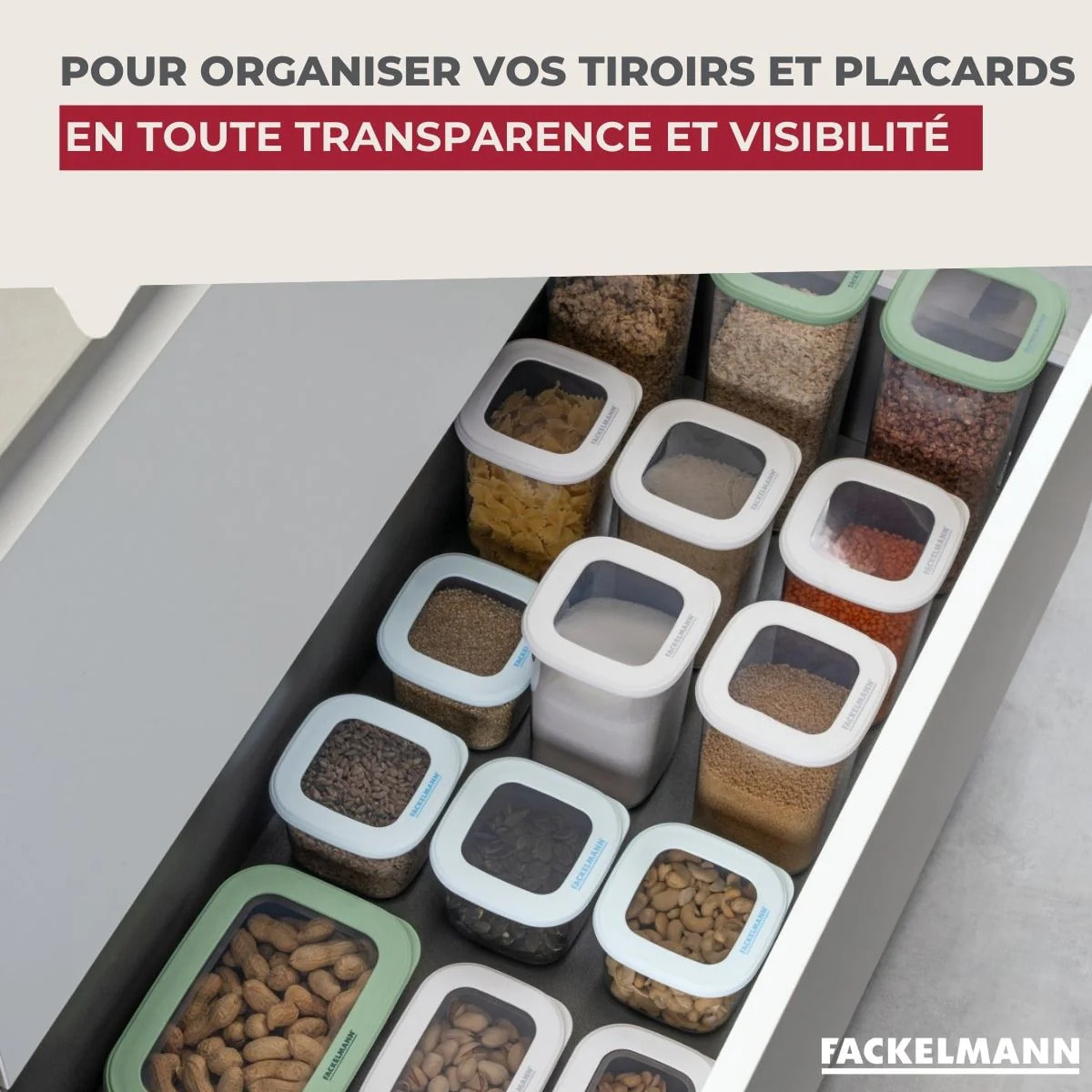 Lot de 4 Boîtes à Provisions 1,1 Litre Fackelmann Storage