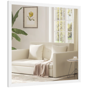 Miroir mural carré dim. 50L x 50H cm cadre bois blanc