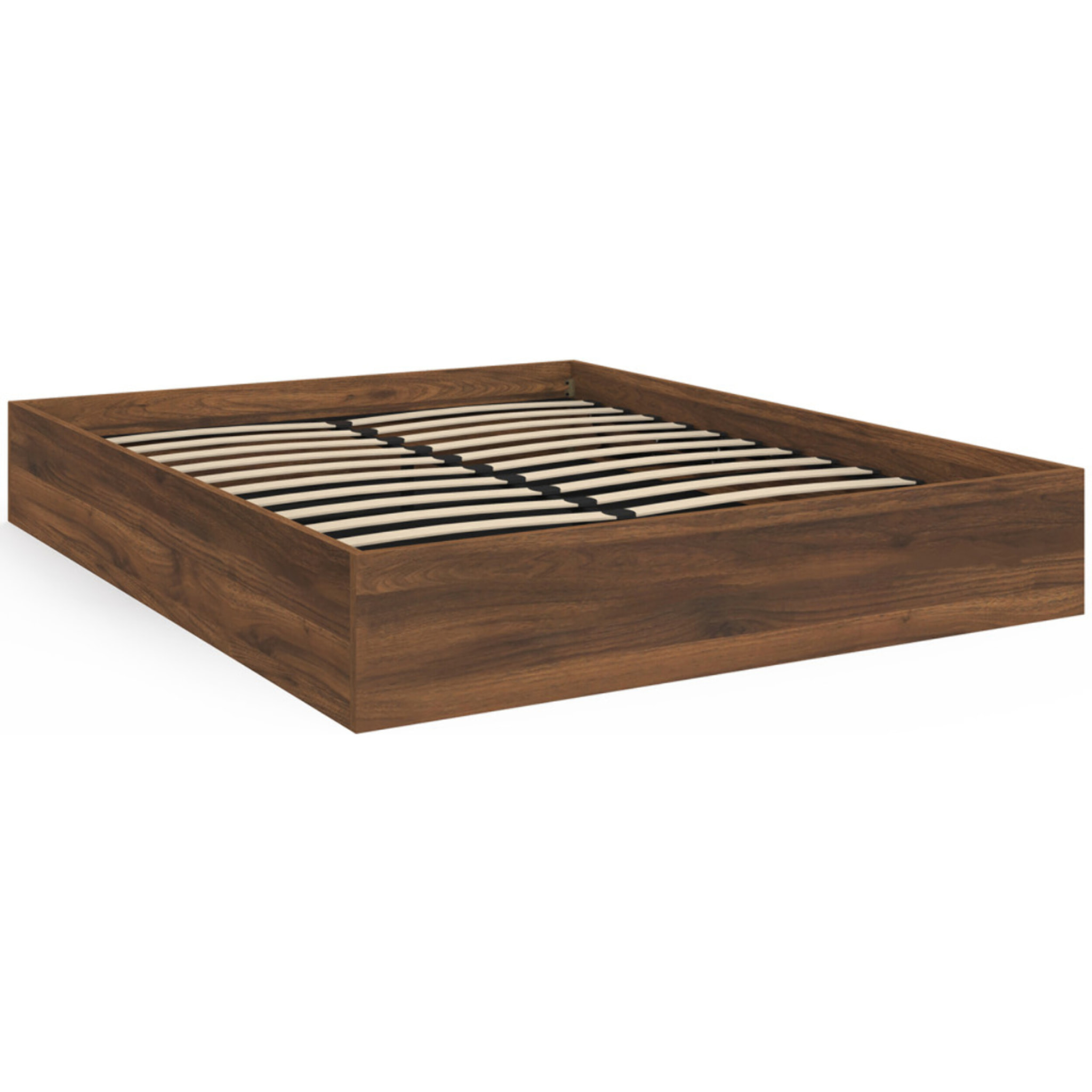 Lit coffre Malta 160x200cm effet bois noyer