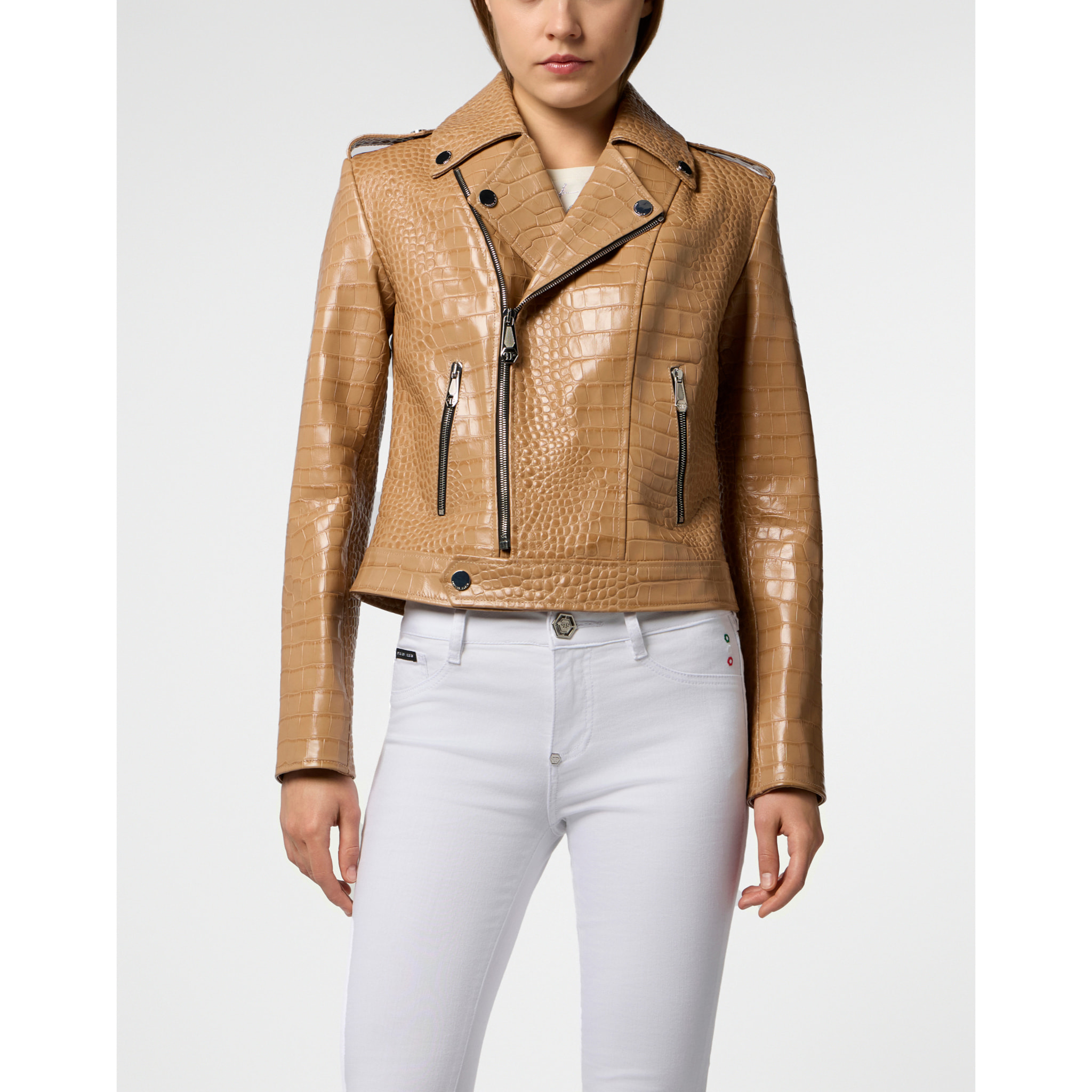 PHILIPP PLEIN Biker Jacket Cocco