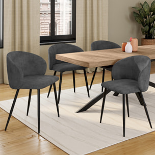 Chaises Léona en velours et pieds métal