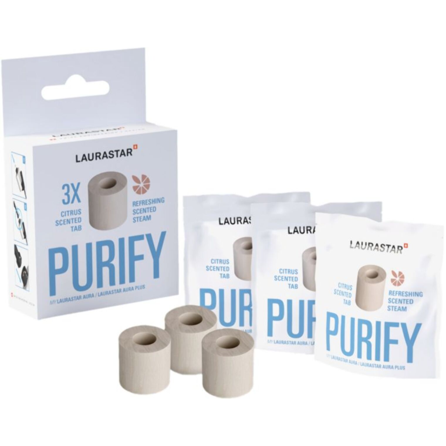 Capsule parfumée LAURASTAR aux agrumes x4 pour Nettoyeur Vapeur AURA