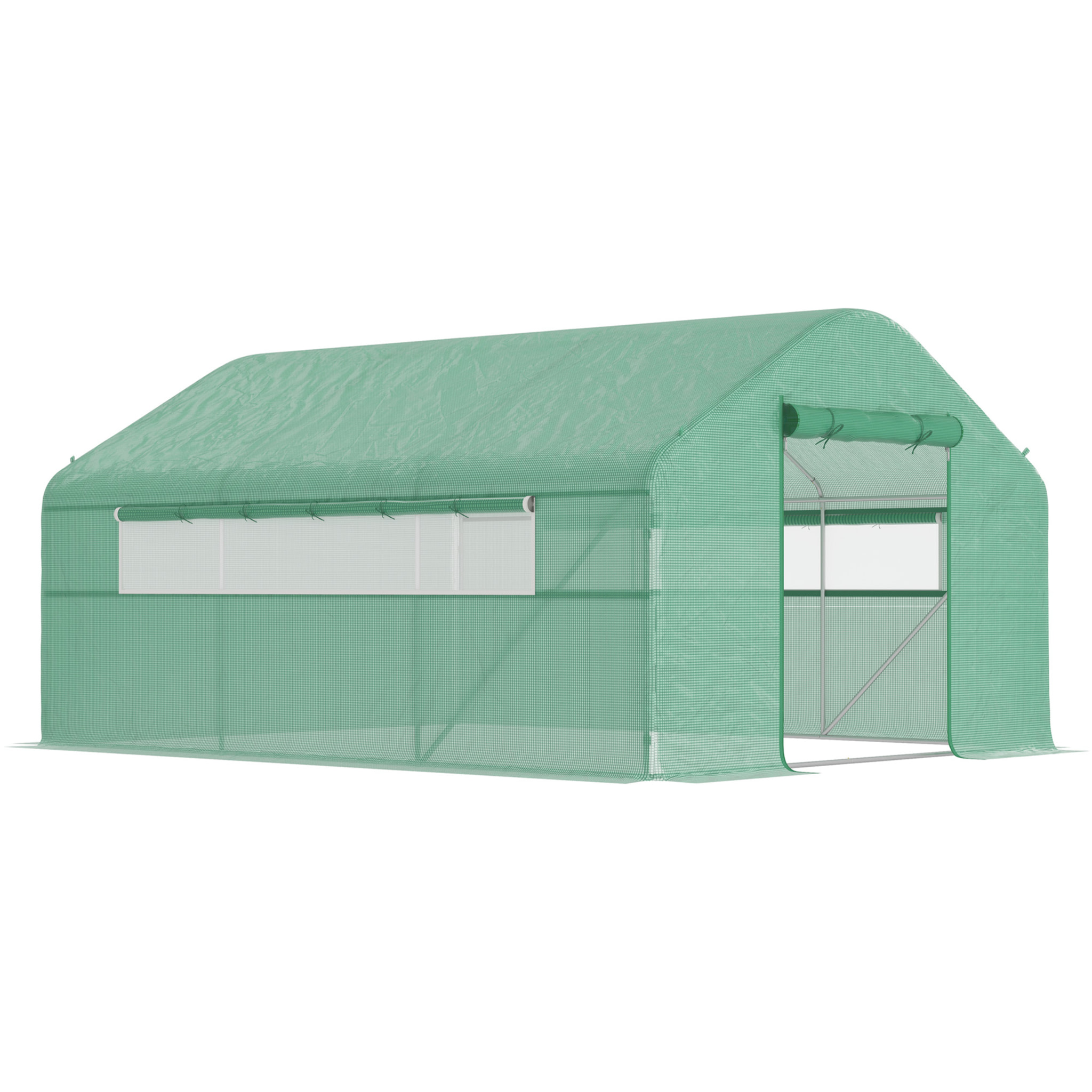 Invernadero de Exterior 4x3x2 m Invernadero de Túnel con 2 Ventanas Cubierta de PE Anti-UV y 1 Puerta Enrollable con Cremallera Invernadero para Jardín Patio