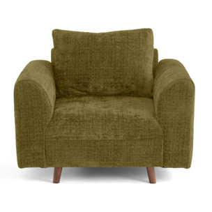 Rune - fauteuil en velours texturé - Vert Olive